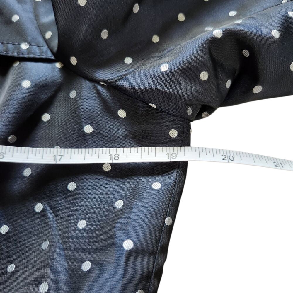 Banana Republic trench coat dark blue white polka dots size M - Picture 7 of 8